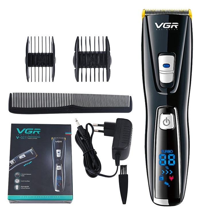 VGR V-027 10W Professional Electric Hair Clipper with LCD Display, Plug Type: EU Plug - Hair Trimmer by VGR | Online Shopping UK | buy2fix