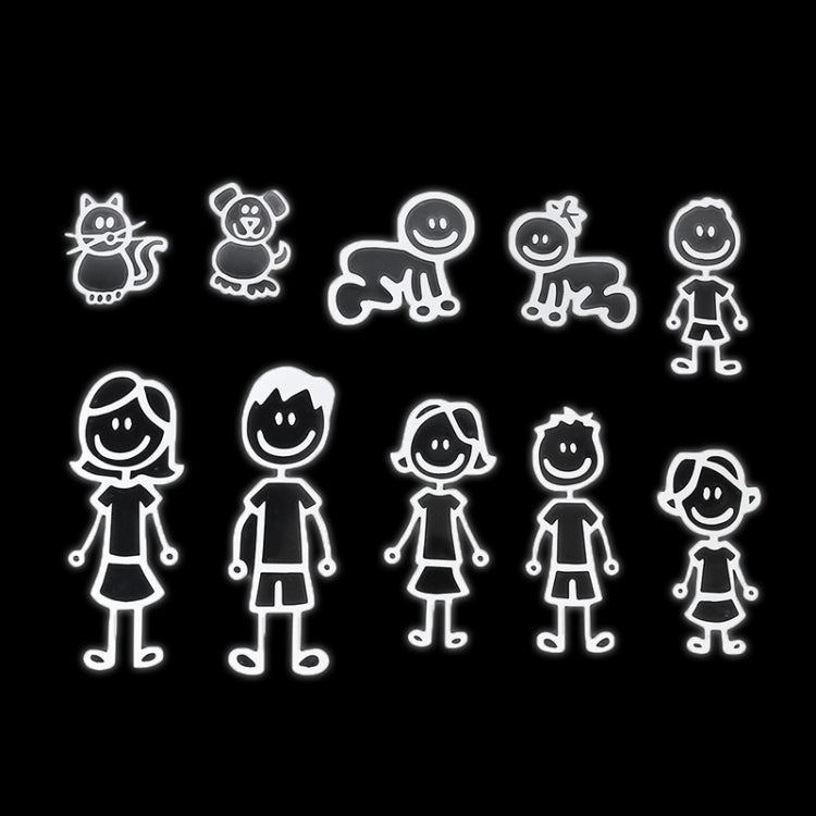 10 PCS Family Member Pattern Vinyl Decorative Reflective Auto Decal Cartoon Car Sticker (White) - Decorative Sticker by buy2fix | Online Shopping UK | buy2fix