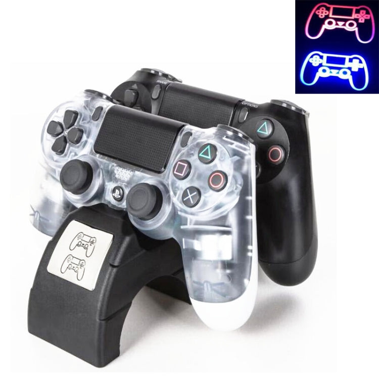 For Playstation 4 /PS4 pro /PS4 Slim Wireless Controller LED Indicator Charger Double Handle Dual USB Charging Dock Station Stand - Toys & Hobbies by buy2fix | Online Shopping UK | buy2fix