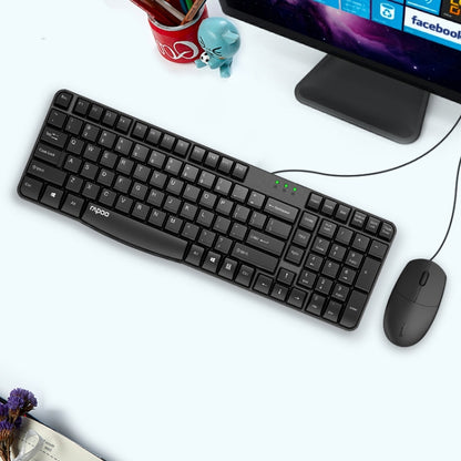 Rapoo X120 Computer Business Office USB Wired Keyboard and Mouse Set(Black) - Wired Keyboard by Rapoo | Online Shopping UK | buy2fix