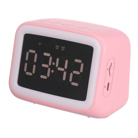 AEC BT-511 Mini LED HD Mirror Bluetooth Speaker, Support 32GB TF Card & 3.5mm AUX & Dual Alarm Clock & Real-time Temperature & Hands-free Calling(Pink) - Mini Speaker by AEC | Online Shopping UK | buy2fix