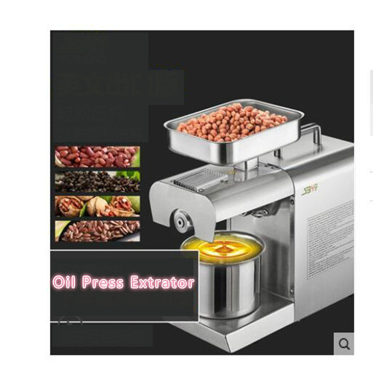 Seed Oil Press Extrator Stainless Steel Commercial Home Automatic Peanut Coconut Sesame Oil Press Machine 40x36.5x16cm, CN Plug - Home & Garden by buy2fix | Online Shopping UK | buy2fix