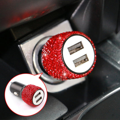 Diamond Car Dual USB Charge Mobile Phone Safety Hammer Charger(red red ) - In Car by buy2fix | Online Shopping UK | buy2fix