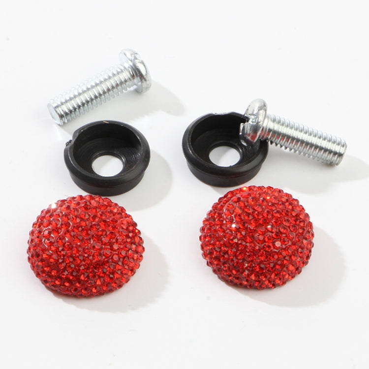 Car License Plate Modification Screw Cap Diamond-encrusted Solid Seal Anti-theft Screws(Red) - License Plate Covers & Frames by buy2fix | Online Shopping UK | buy2fix