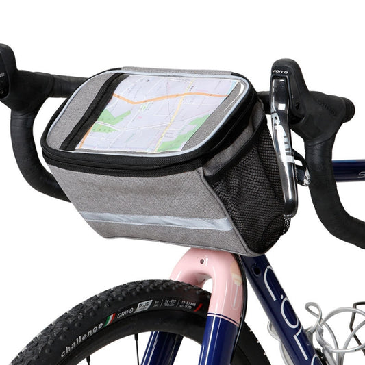 SAHOO 11002-SA Bicycle Head Bag Mountain Bike Bicycle Front Handle Bag Built-In Aluminum Foil Can Keep Warm And Cold(Gray) - Bicycle Bags by SAHOO | Online Shopping UK | buy2fix