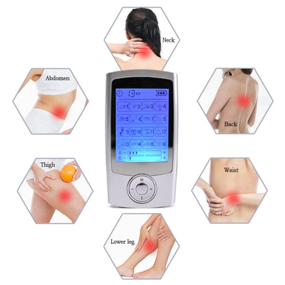 16 Mode Digital Electronic Pulse Massager Muscle Stimulator Pain Relief Machine(Silver) - Massage & Relaxation by buy2fix | Online Shopping UK | buy2fix