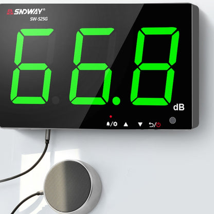 SNDWAY Wall-mounted 30~130dB Large Screen Digital Display Noise Decibel Monitoring Testers, Specification:SW525G with Storage + USB Green - Consumer Electronics by SNDWAY | Online Shopping UK | buy2fix