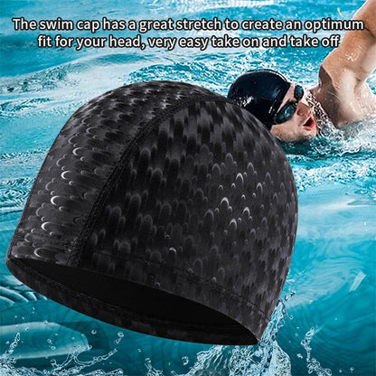 Adult Crescent PU Waterproof Comfortable Earmuff Swimming Cap(Black) - Swimming Caps by buy2fix | Online Shopping UK | buy2fix