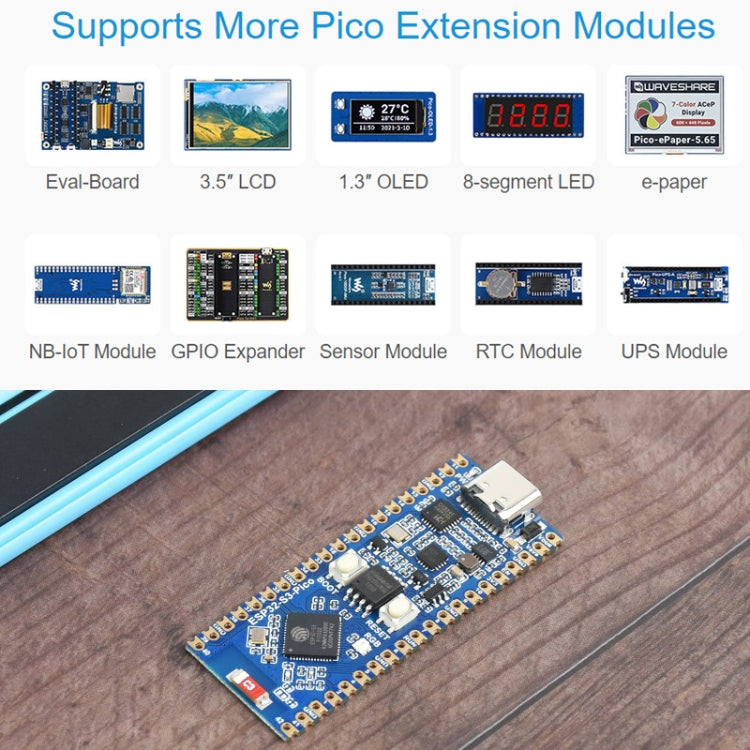 Waveshare ESP32-S3 Microcontroller, 2.4 GHz Wi-Fi Development Board Dual-core Processor - Consumer Electronics by Waveshare | Online Shopping UK | buy2fix