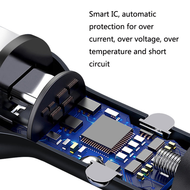 QIAKEY QK506L Dual Ports Fast Charge Car Charger(Black) - In Car by QIAKEY | Online Shopping UK | buy2fix