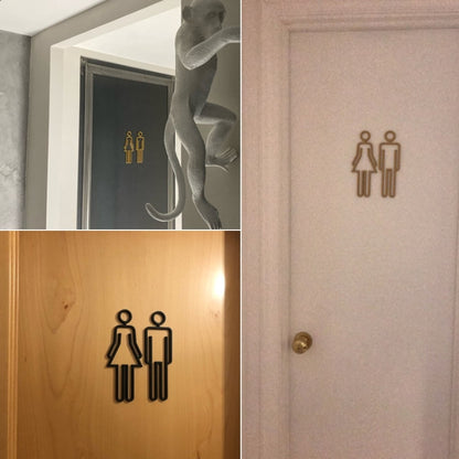 2 PCS Acrylic Toilet Symbol Adhesive Backed Bathroom Toilet Door Sign for Hotel(Silver) - Home & Garden by buy2fix | Online Shopping UK | buy2fix