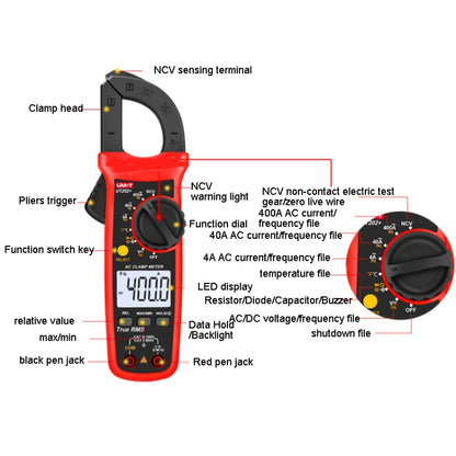 UNI-T UT202+ Digital Clamp Multimeter AC/DC Voltage Detector - Consumer Electronics by UNI-T | Online Shopping UK | buy2fix