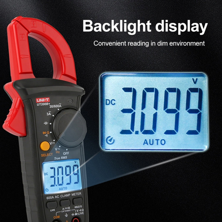 UNI-T  UT200B+ 600A  Digital Clamp Multimeter AC/DC Voltage Detector Frequency Resistance Tester - Digital Multimeter by UNI-T | Online Shopping UK | buy2fix