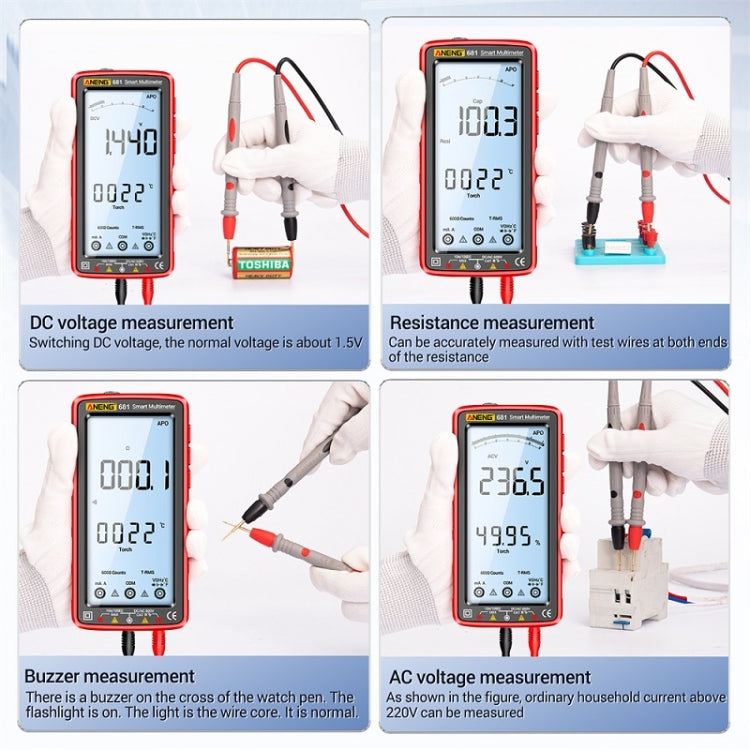 ANENG 681 LCD Digital Display Screen Smart Automatic Range Rechargeable Multimeter(Red) - Digital Multimeter by ANENG | Online Shopping UK | buy2fix