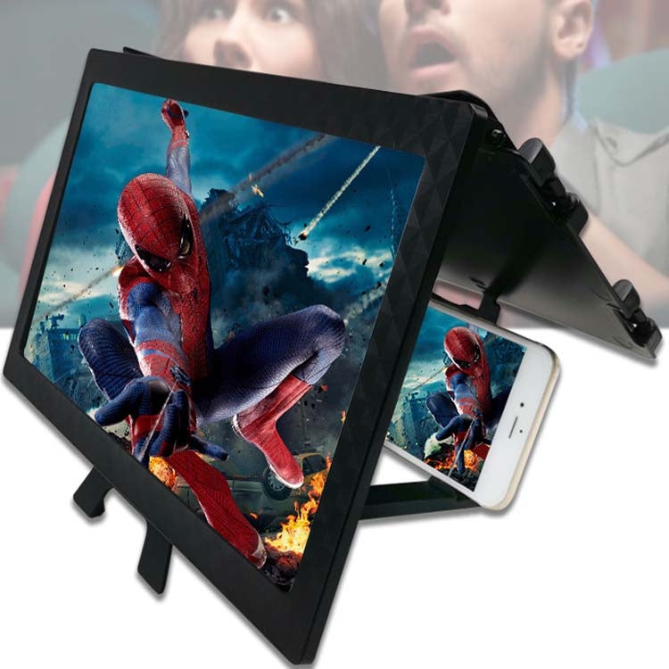 F13 12 inch Mobile Phone Screen Amplifier Foldable Three-sided Shading HD Blu-ray 3D Video Amplifier(Black) - Screen Magnifier by buy2fix | Online Shopping UK | buy2fix