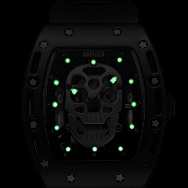 BAOGELA 1612 Skull Silicone Mens Watch Waterproof Sports Quartz Watch( Black Shell White Skull) - Silicone Strap Watches by BAOGELA | Online Shopping UK | buy2fix