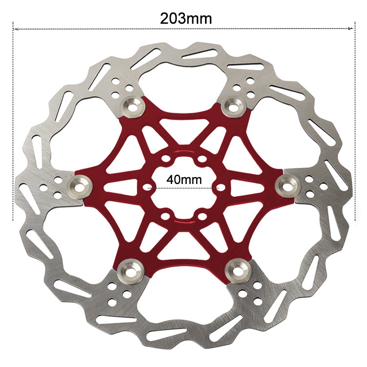 SNAIL FD-01 Mountain Bike Floating Disc Bicycle Brake Pad Six Nail Brake Disc, Size:203mm, Color:Red - Outdoor & Sports by SNAIL | Online Shopping UK | buy2fix