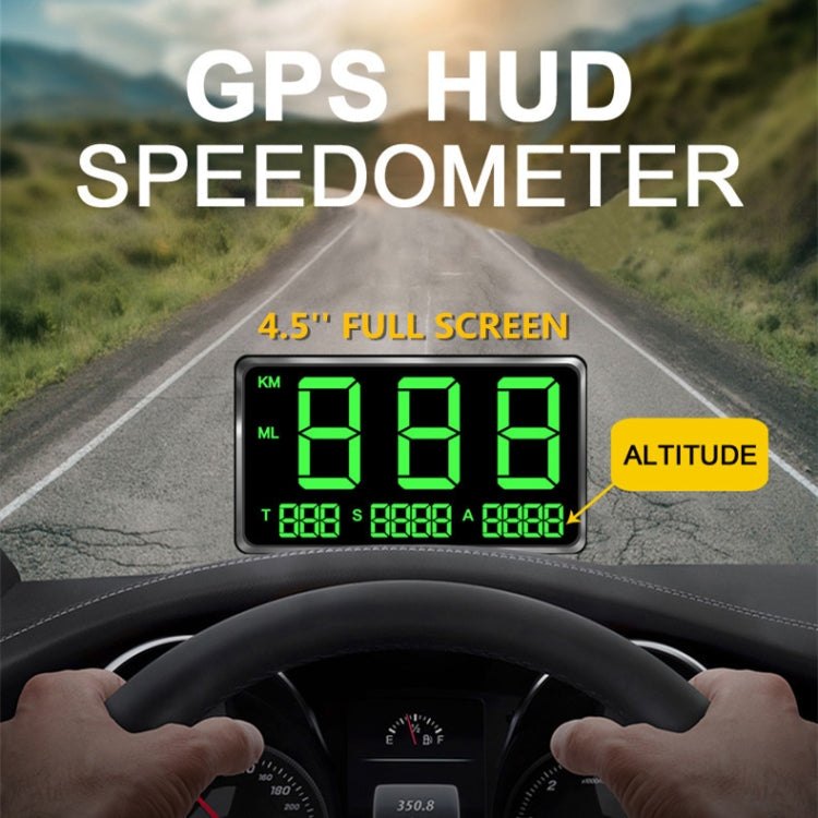 Kingneed C80 4.5inch HUD Car Head-up Display GPS Speed Meter Overspeed Alarm Mileage Altitude Clock(Black) - Head Up Display System by Kingneed | Online Shopping UK | buy2fix