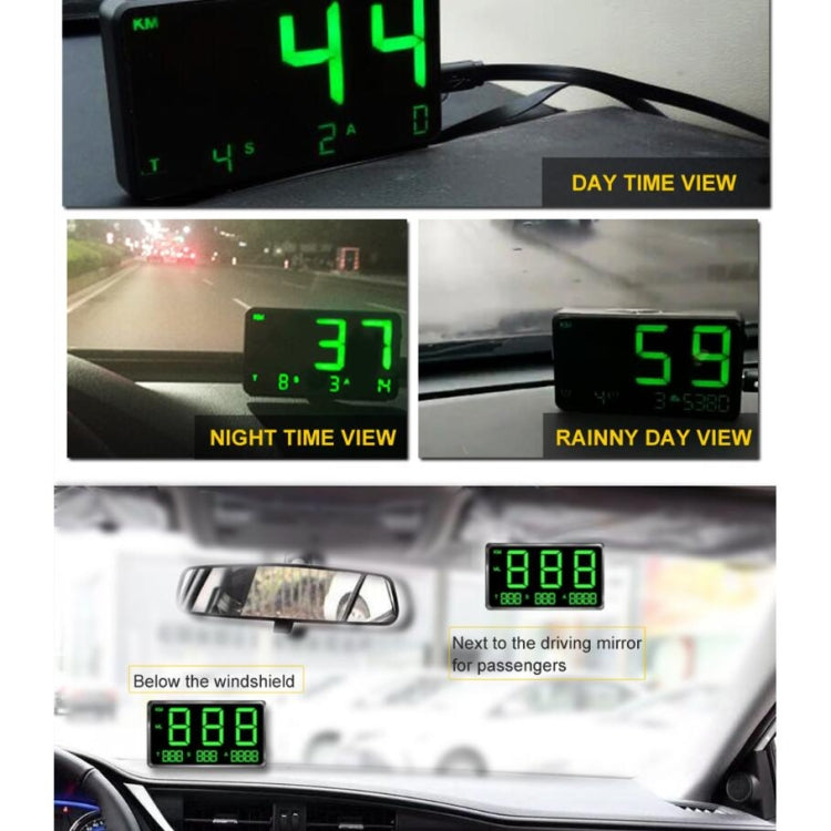 Kingneed C80 4.5inch HUD Car Head-up Display GPS Speed Meter Overspeed Alarm Mileage Altitude Clock(Black) - Head Up Display System by Kingneed | Online Shopping UK | buy2fix