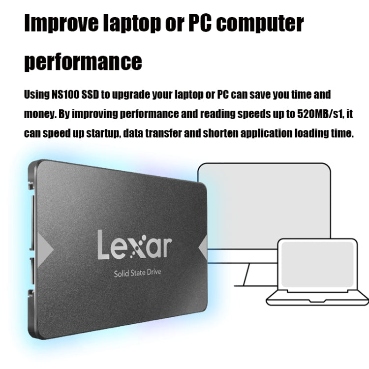 Lexar NS100 2.5 inch SATA3 Notebook Desktop SSD Solid State Drive, Capacity: 512GB(Gray) - Computer & Networking by Lexar | Online Shopping UK | buy2fix