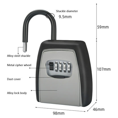 Password Key Box Four-digit Password Lock Padlock Type Free Installation Key Lock Box - Security by buy2fix | Online Shopping UK | buy2fix