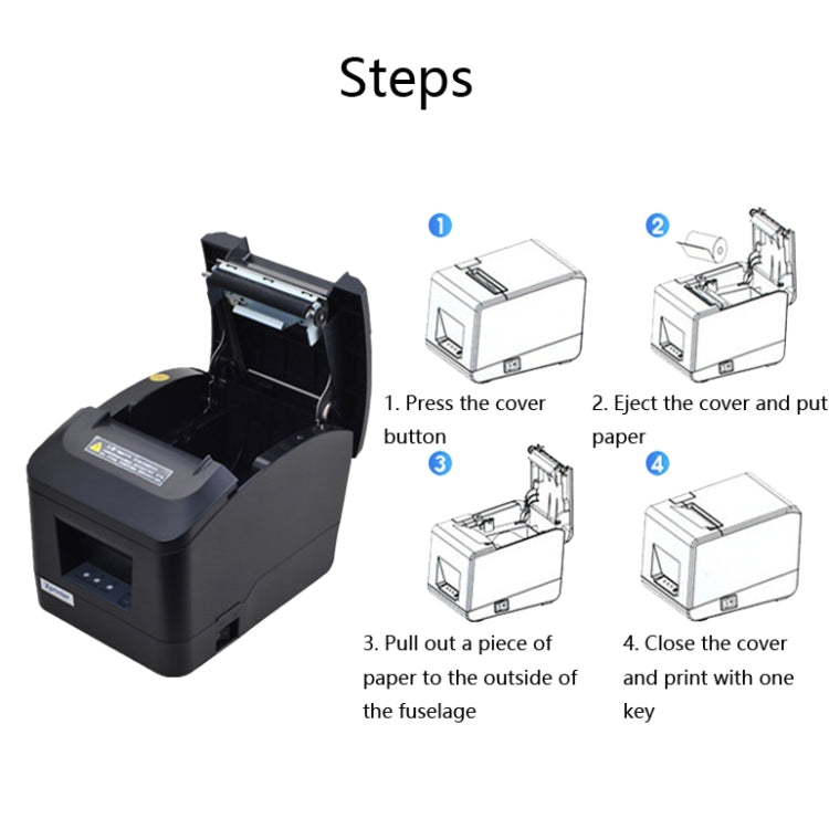 Xprinter XP-A160M Thermal Printer Catering Bill POS Cash Register Printer, Style:EU Plug(Network Port LAN) - Printer by Xprinter | Online Shopping UK | buy2fix