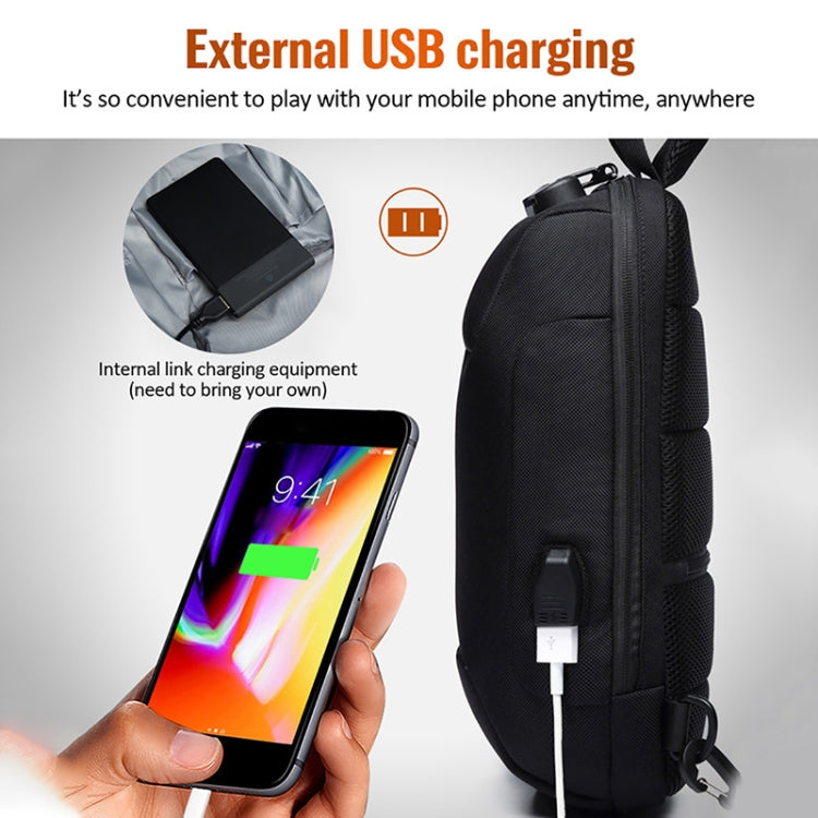 OZUKO 9223 Anti-theft Men Chest Bag Waterproof Crossbody Bag with External USB Charging Port, Style:Large Size(Black) - Crossbody Bags by Ozuko | Online Shopping UK | buy2fix