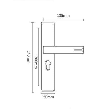 Mute Strong Magnetic Aluminum Alloy Interior Door Lock Door Bedroom Hardware Handle Lock, Color:Black Silver Large 50 Lock Body - Security by buy2fix | Online Shopping UK | buy2fix