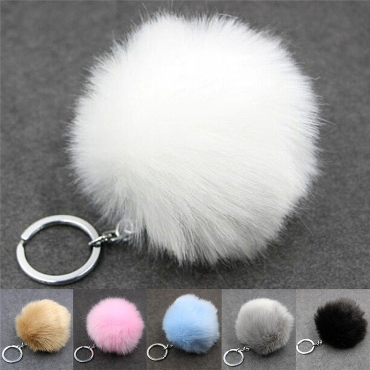 Simple Key Chain Fur Ball Pompon Keychain Pompom Artificial Rabbit Fur Animal Keychains for Woman Car Bag Key Rings (Frost Wine Red) - Key Rings by KOOROL | Online Shopping UK | buy2fix