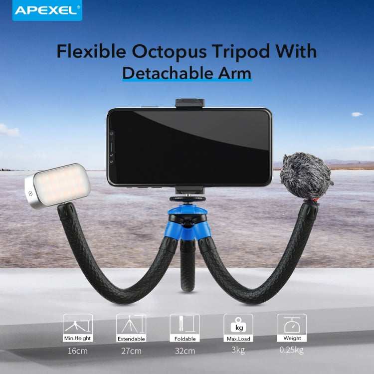 APEXEL APL-JJ07 Portable Hose Octopus Mini Mobile Phone Gopro Camera Selfie Live Stand(Blue Black) - Stand by APEXEL | Online Shopping UK | buy2fix