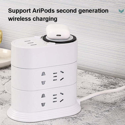 Mobile Phone Wireless Charging Socket Creative Smart USB Power Strip Multi-Function Desktop Vertical Power Strip, CN Plug, Specification: 3 Meters, Style:3 Layer(Black) - Consumer Electronics by buy2fix | Online Shopping UK | buy2fix