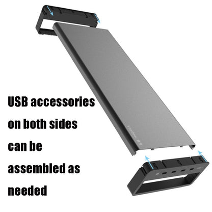 Vaydeer Metal Display Increase Rack Multifunctional Usb Wireless Laptop Screen Stand, Style:L-Wireless Charging-Black(Wireless Charger+1xSplitter+4xUSB3.0) - Computer & Networking by Vaydeer | Online Shopping UK | buy2fix