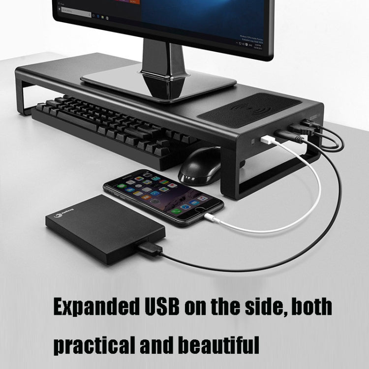 Vaydeer Metal Display Increase Rack Multifunctional Usb Wireless Laptop Screen Stand, Style:L-Fast Charge Double Layer-Black(Fast Charger+3xUSB) - Computer & Networking by Vaydeer | Online Shopping UK | buy2fix