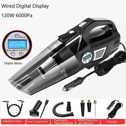 Car Vacuum Cleaner Air Pump Four-In-One Car Air Pump Digital Display 120W, Specification:Wired, Style:Digital Meter - Vacuum Cleaner by buy2fix | Online Shopping UK | buy2fix