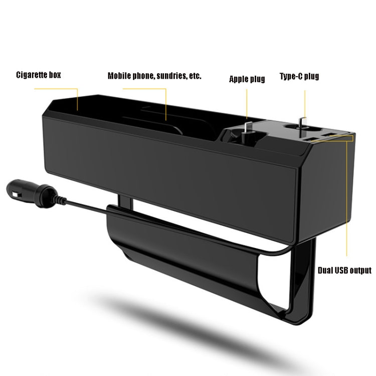 Car Seat Storage Box With Cable Car USB Charger, Style:2-wire - In Car by buy2fix | Online Shopping UK | buy2fix