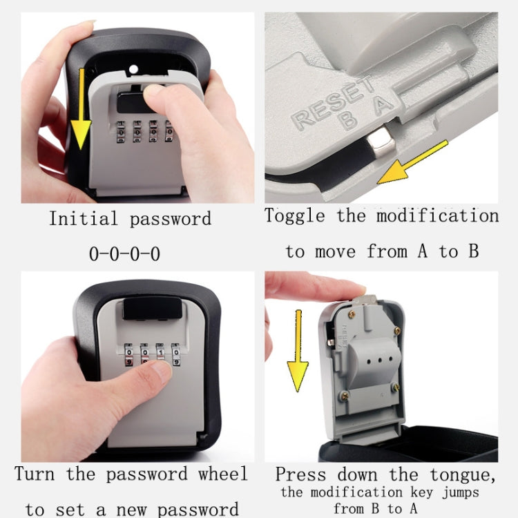 Wall-Mounted Key Code Box Construction Site Home Decoration Four-Digit Code Lock Key Box(Yellow) - Security by buy2fix | Online Shopping UK | buy2fix