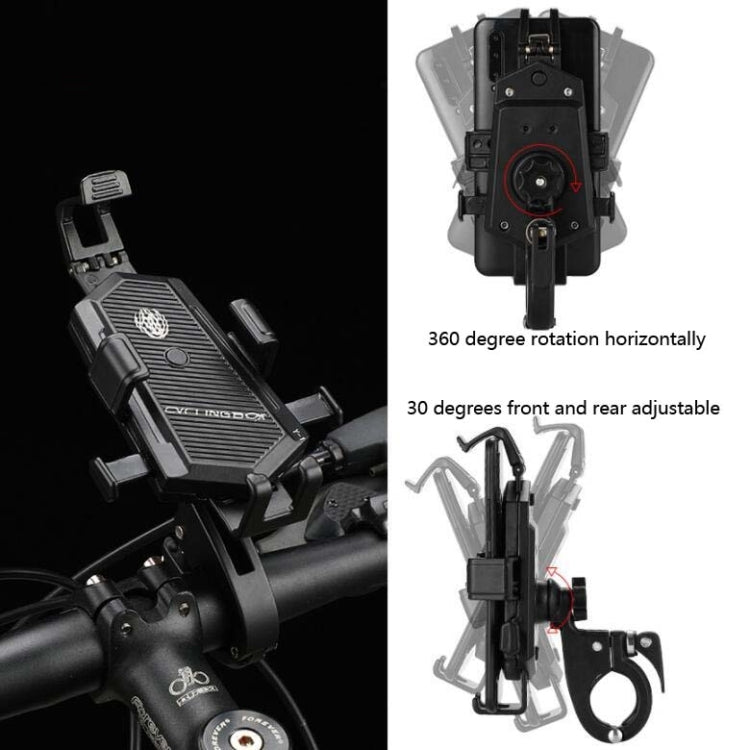 Bicycle Mobile Phone Holder Can Rotate And Adjust Fixed Aluminum Alloy Bracket Automatic Grab Bracket, Style:Handlebar Installation(Silver) - Holders by buy2fix | Online Shopping UK | buy2fix