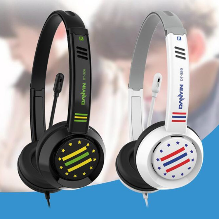 DANYIN DT326 Head-mounted Desktop Computer Children Learning Wire Headset with Microphone, Cable Length:1.8m, Style:Star Flag(White) - Computer & Networking by Danyin | Online Shopping UK | buy2fix