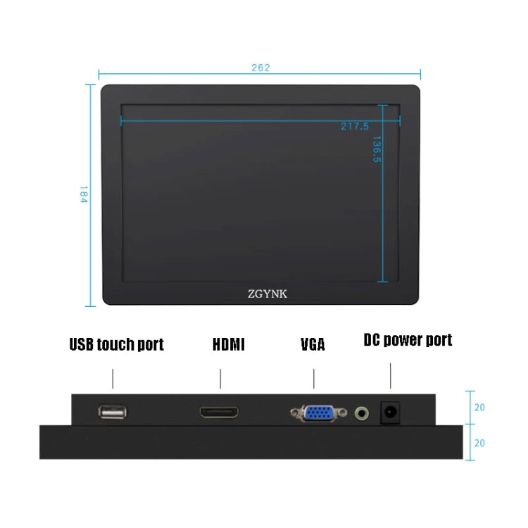 ZGYNK KQ101 HD Embedded Display Industrial Screen, Size: 10 inch, Style:Embedded - LCD Monitors by ZGYNK | Online Shopping UK | buy2fix