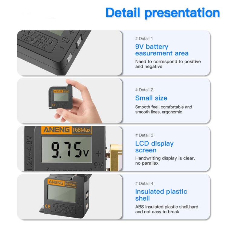 2 PCS ANENG 168MAX Portable Battery Tester High-Precision Battery Power Tester Battery Capacity Tester - Battery & Resistance Tester by ANENG | Online Shopping UK | buy2fix