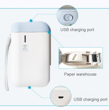 B100 Handheld Portable Bluetooth Mini Label Receipt Printer USB Charging Printer, Specification: Machine+White Label 3 Rolls - Consumer Electronics by buy2fix | Online Shopping UK | buy2fix