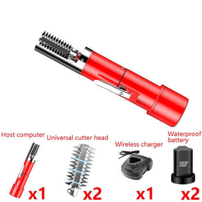 Electric Fish Scale Scraper Household Automatic Wireless Scraping Tool CN Plug Red Double Battery+Cutter Head - Cutter & Peeler by buy2fix | Online Shopping UK | buy2fix