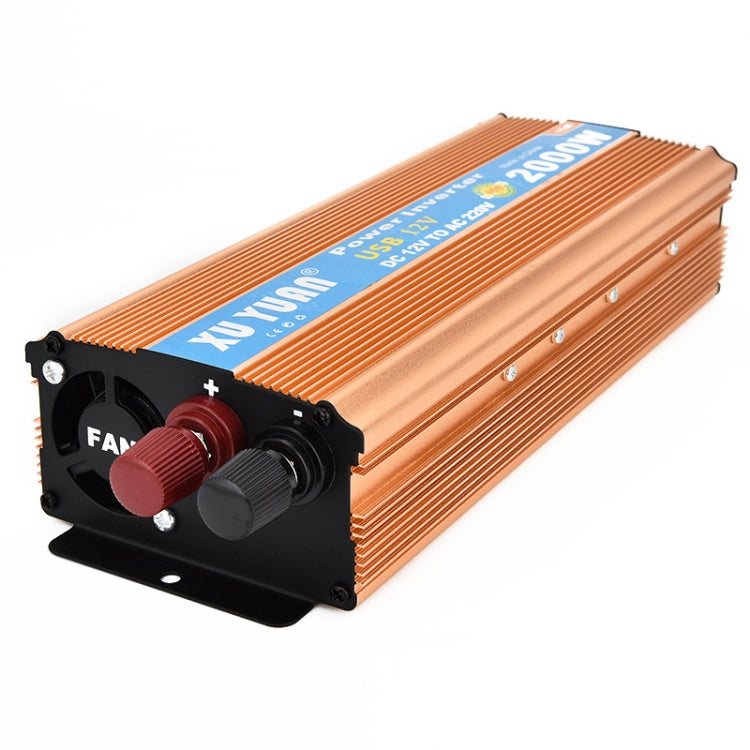 XUYUAN 2000W Inverter with USB Positive And Negative Reverse Connection Protection, Specification: Gold 12V to 110V - Modified Square Wave by buy2fix | Online Shopping UK | buy2fix