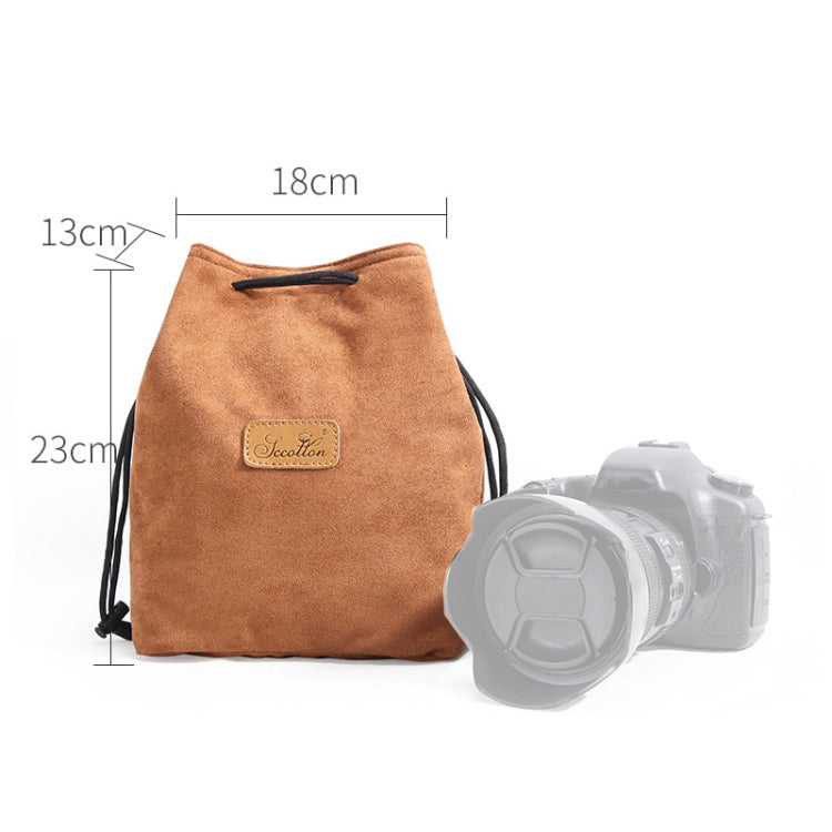 S.C.COTTON Liner Shockproof Digital Protection Portable SLR Lens Bag Micro Single Camera Bag Square Khaki L - Lens Bag by S.C.COTTON | Online Shopping UK | buy2fix