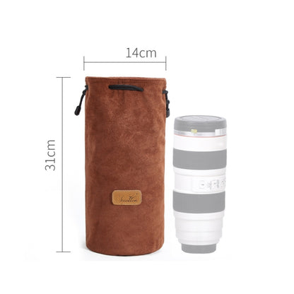 S.C.COTTON Liner Shockproof Digital Protection Portable SLR Lens Bag Micro Single Camera Bag Round Brown L - Lens Bag by S.C.COTTON | Online Shopping UK | buy2fix