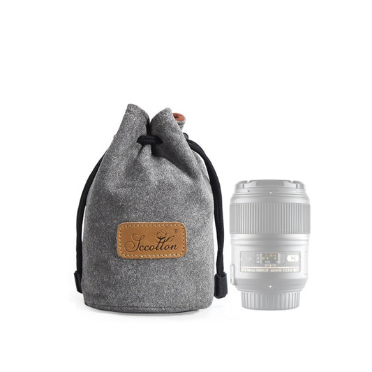 S.C.COTTON Liner Shockproof Digital Protection Portable SLR Lens Bag Micro Single Camera Bag Round Gray S - Lens Bag by S.C.COTTON | Online Shopping UK | buy2fix