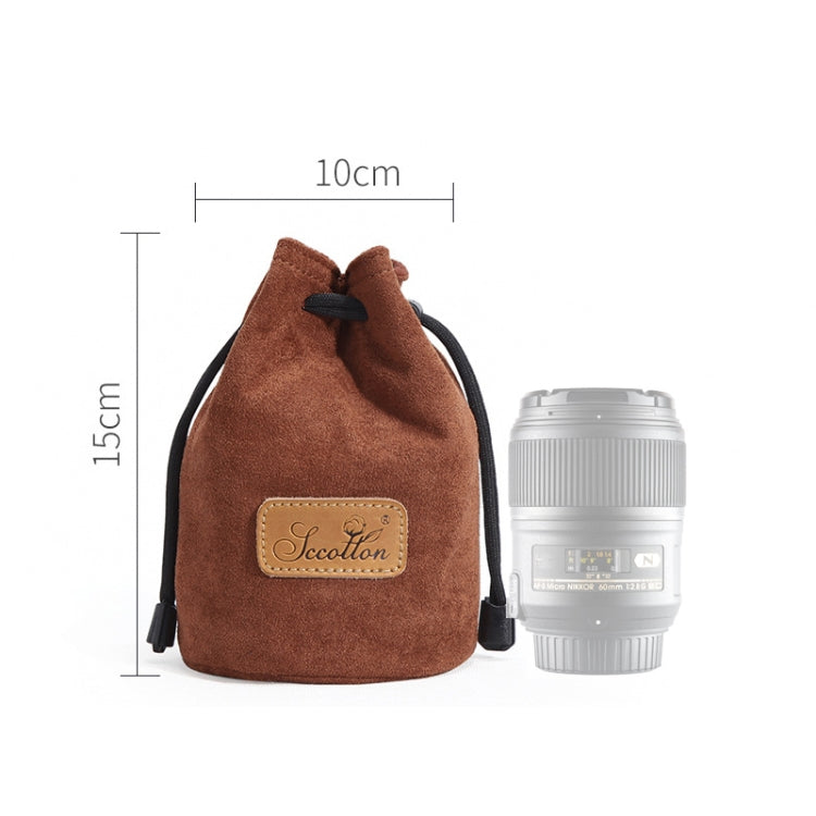 S.C.COTTON Liner Shockproof Digital Protection Portable SLR Lens Bag Micro Single Camera Bag Round Brown S - Camera Accessories by S.C.COTTON | Online Shopping UK | buy2fix