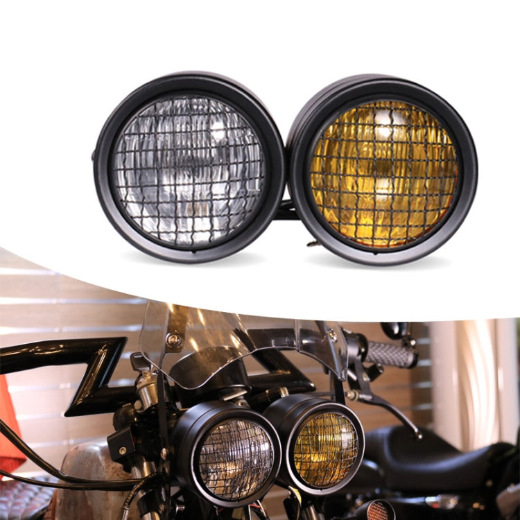 Motorcycle Retro Headlight CG125 Metal Universal Headlight Retro Dual Lamp(Black) - Headlights by buy2fix | Online Shopping UK | buy2fix