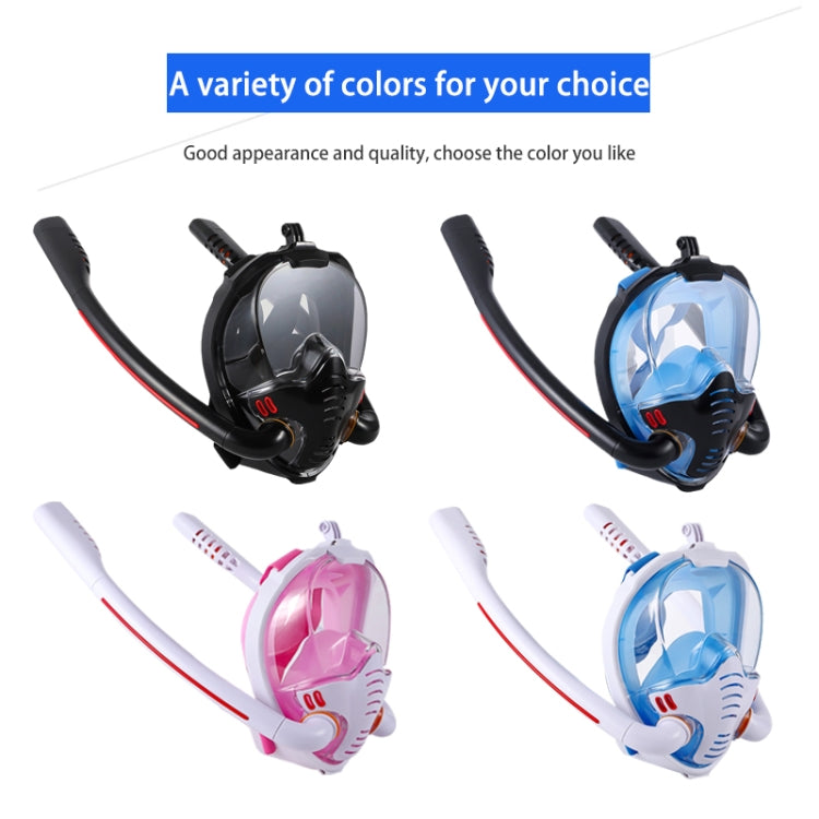 Snorkeling Mask Double Tube Silicone Full Dry Diving Mask Adult Swimming Mask Diving Goggles, Size: L/XL(White/Blue) - DJI & GoPro Accessories by buy2fix | Online Shopping UK | buy2fix