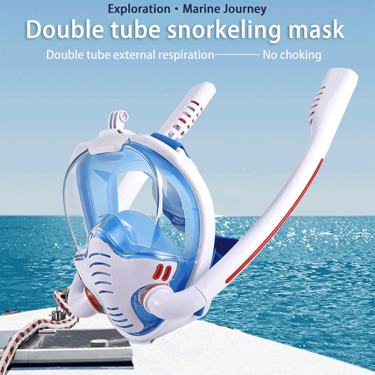 Snorkeling Mask Double Tube Silicone Full Dry Diving Mask Adult Swimming Mask Diving Goggles, Size: L/XL(White/Pink) - DJI & GoPro Accessories by buy2fix | Online Shopping UK | buy2fix